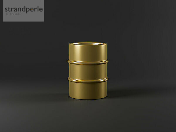 Three dimensional render of gold colored oil drum