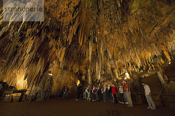 Gruppe von Touristen in den Luray Caverns  Luray  Virginia  USA; Luray  Virginia  Vereinigte Staaten von Amerika