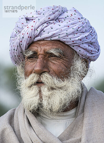 Kamelhändler mit Bart; Pushkar  Rajasthan  Indien