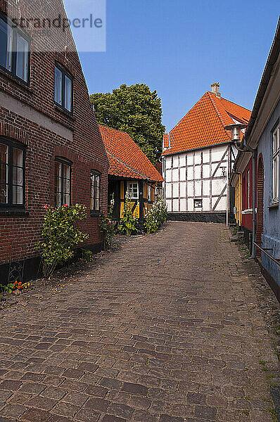 Kopfsteinpflasterweg  Faaborg  Insel Fünen  Dänemark