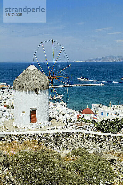 Überblick über Mykonos-Stadt  Mykonos  Kykladen  Ägäis  Griechenland