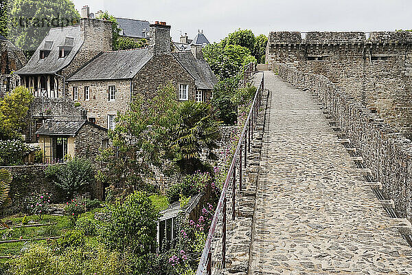 Stadtmauer und Häuser  Dinan  Bretagne  Frankreich