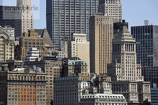 Skyline von Lower Manhattan  Battery Park  New York City  New York  USA