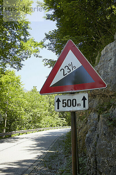 Steep Grade Sign  Upper Austria  Austria