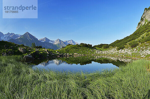 Bergsee im Sommer  Guggersee  Obersdorf  Allgäu  Alpen  Schwaben  Bayern  Deutschland