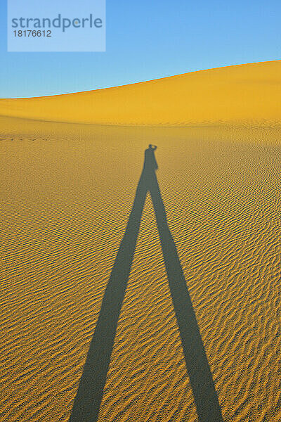 Shadow of Desert Tourist  Matruh Governorate  Libyan Desert  Sahara Desert  Egypt  Africa