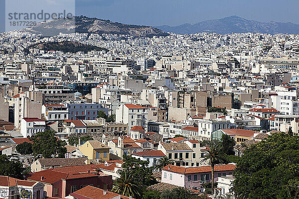 Blick von der Akropolis  Athen  Griechenland