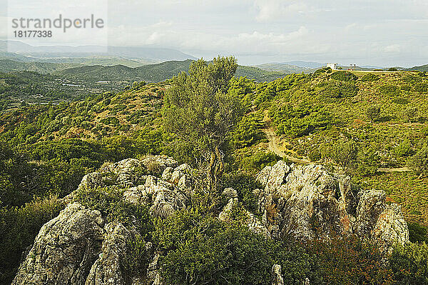 Landschaft in der Nähe von Asklipiou  Rhodos  Dodekanes  Ägäis  Griechenland  Europa