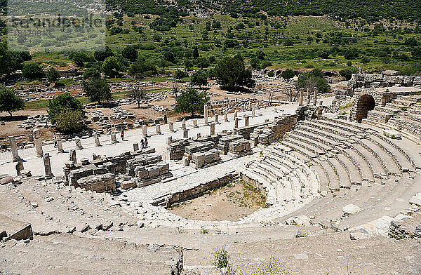 Odeion in Ephesos  Ephesus Archaeological Site  Selcuk  Tuerkei |Greco-Roman Odeion  concert hall  or Bouleuterion  small amphitheatre  Ephesus Archaeological Site  Selcuk  Turkey|