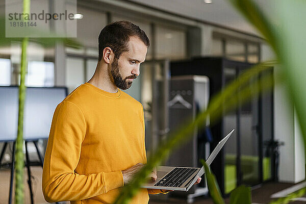 Geschäftsmann arbeitet am Laptop am Arbeitsplatz