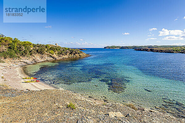 Spanien  Balearen  Menorca  Strand Cala Tamarells des Sud im Sommer