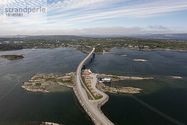 Sweden  Vastra Gotaland County  Marstrand  Aerial view of Instobron bridge