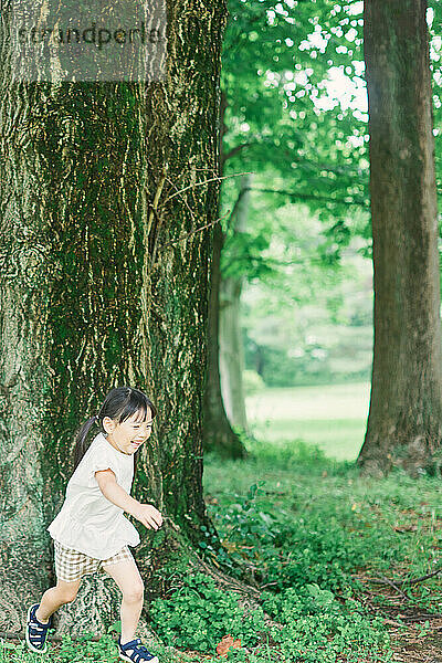 Japanese kid at city park
