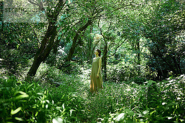 Japanerin im Wald