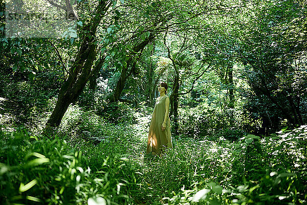 Japanerin im Wald