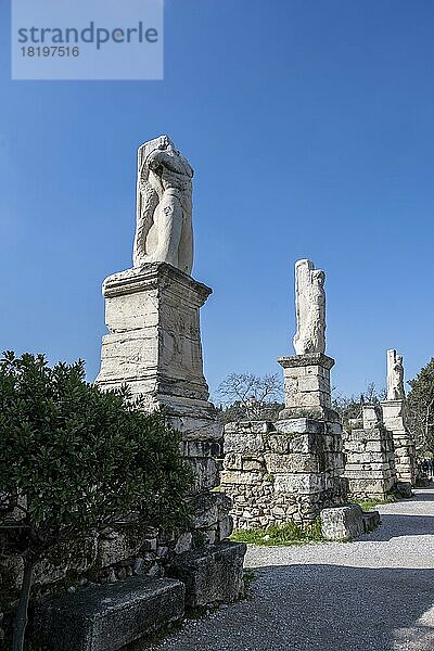 Säulen am Odeion des Agrippa  Ruinen der griechischen Agora von Athen  antike Ausgrabungsstätte  Athen  Attika  Griechenland  Europa