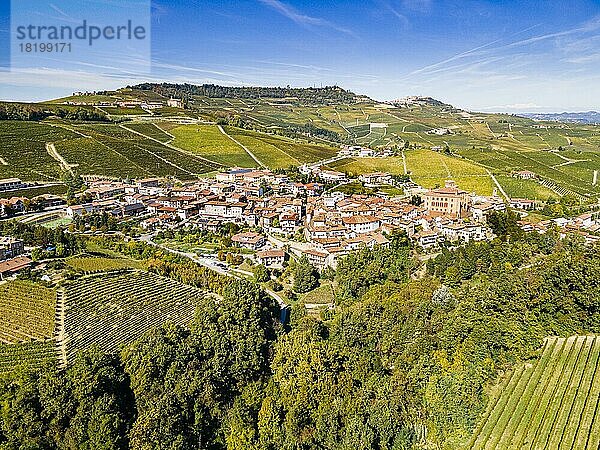 Luftaufnahmen der Weinberge um Barolo  Unesco-Weltkulturerbe Piemont  Italien  Europa