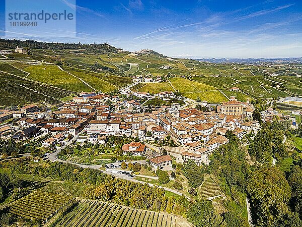 Luftaufnahmen der Weinberge um Barolo  Unesco-Weltkulturerbe Piemont  Italien  Europa