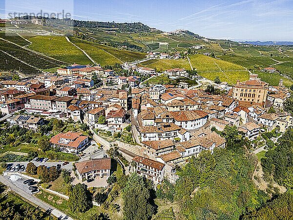 Luftaufnahmen der Weinberge um Barolo  Unesco-Weltkulturerbe Piemont  Italien  Europa