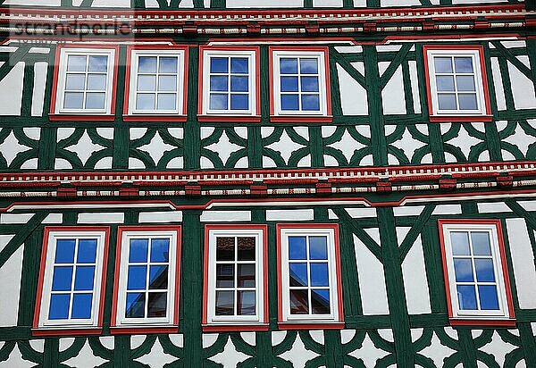 Fachwerkhäuser in der Altstadt  Zinnfigurenmuseum  Stadt Schmalkalden  Landkreis Schmalkalden-Meiningen  Thüringen  Deutschland  Europa