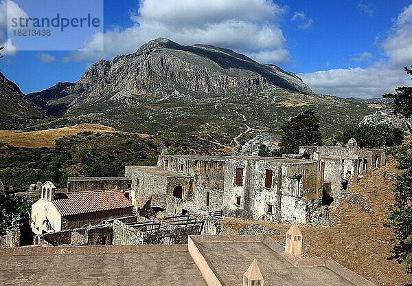 Ueberreste des alten Klosters Preveli  Klosterruine Moni Preveli im Süden der Insel  Kreta  Griechenland  Europa