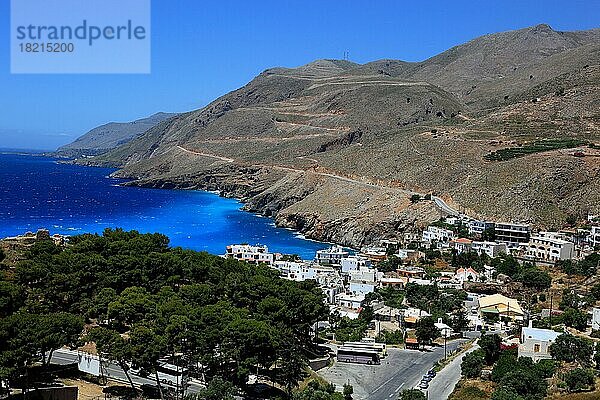 Chora Sfakion ist ein Küstenort im Süden der Insel Kreta mit einem kleinen Hafen am Libyschen Meer  Kreta  Griechenland  Europa