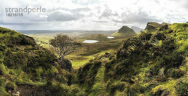 Felsenlandschaft Quiraing  Trotternish Ridge  Highlands  Isle of Skye  Innere Hebriden  Schottland  Großbritannien  Europa