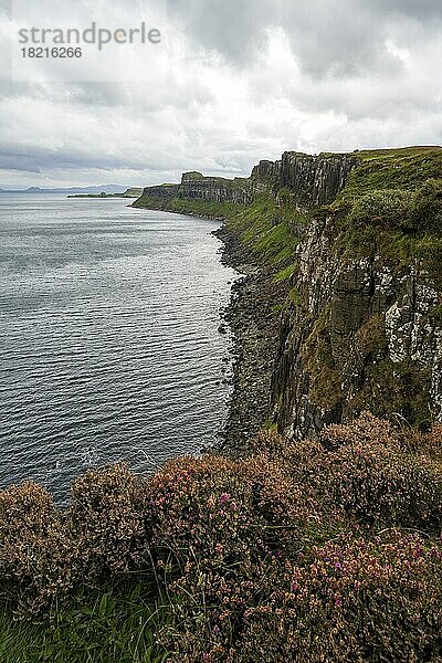 Küste beim Kilt rock Wasserfall  Trotternish  Isle of Skye  Schottland  Großbritannien  Europa