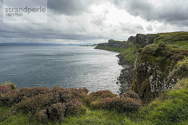 Küste beim Kilt rock Wasserfall  Trotternish  Isle of Skye  Schottland  Großbritannien  Europa