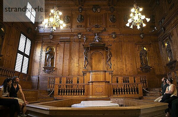 Anatomie Theater in der Biblioteca Comunale dell'Archiginnasio  Bologna  Emilia Romagna  Italien  Europa