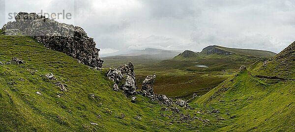 Felsenlandschaft Quiraing  Trotternish Ridge  Highlands  Isle of Skye  Innere Hebriden  Schottland  Großbritannien  Europa