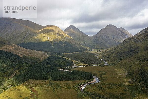 Luftaufnahme  Glen Etive  Glen Coe  Schottland  Großbritannien  Europa