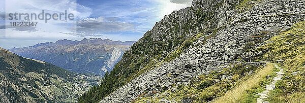 Wanderweg am Tälli  Fieschertal  Wallis  Schweiz  Europa