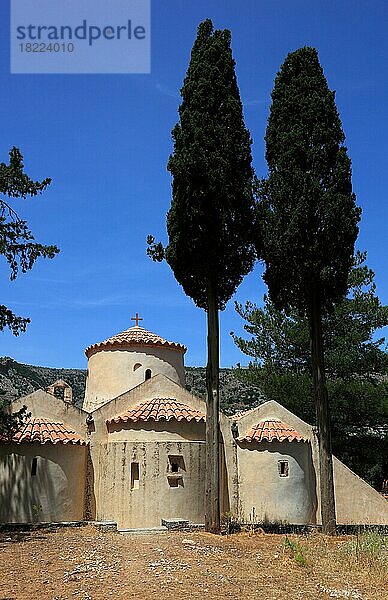 Byzantinische Kirche Panigia Kera bei Kritsa  dreischiffige Kuppelkirche  Rückseite der Kirche  Kreta  Griechenland  Europa