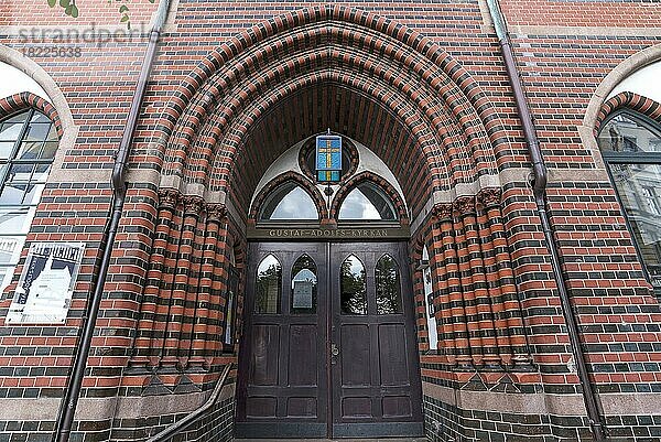 Eingangsportal der schwedischen Gustaf Adolfskyrkan  Gustaf-Adolfs-Kirche im Stadtteil Neustadt  1906 gebaut  Hamburg  Deutschland  Europa