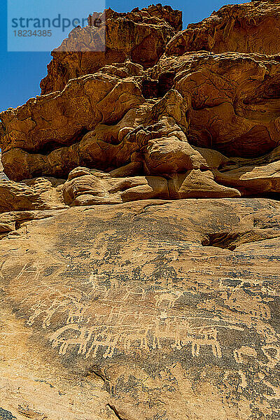 Saudi-Arabien  Provinz Hail  Jubbah  antike Petroglyphen von Jebel Umm Sanman