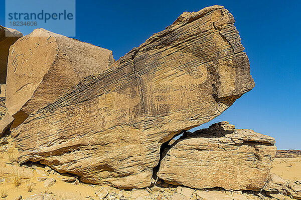 Saudi-Arabien  Provinz Najran  Najran  prähistorische Petroglyphen und Inschriften von Bir Hima