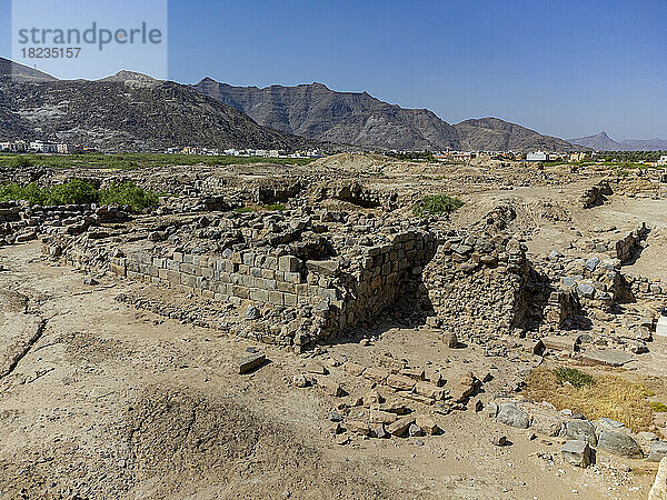 Old rock ruins at Al-Ukhdud Archaeological Site in Najran  Saudi Arabia