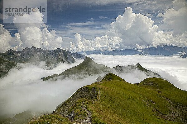 Blick auf den Gehrengrat und die Alpen  Österreich  Europa