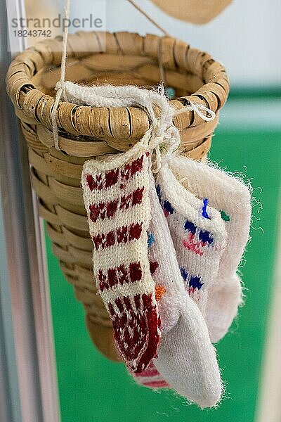 Türkischer Stil traditionelle handgestrickte Socken in der Ansicht