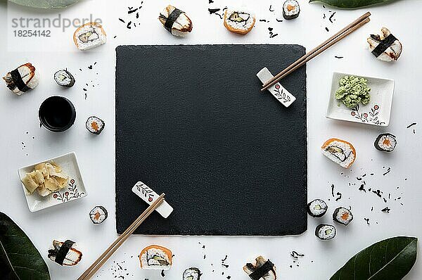 Draufsicht köstliches Sushi-Konzept. Auflösung und hohe Qualität schönes Foto