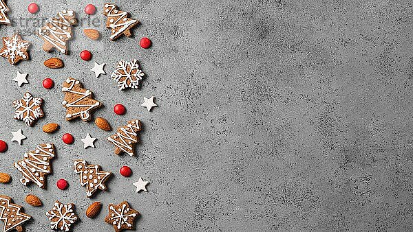 Draufsicht Lebkuchen Kekse mit Mandeln Kopie Raum. Auflösung und hohe Qualität schönes Foto