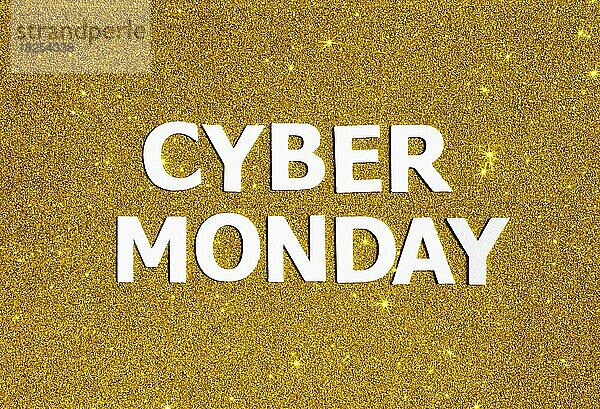 Draufsicht goldener Glitzer Cyber Monday. Auflösung und hohe Qualität schönes Foto