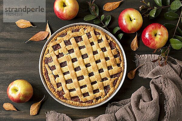 Draufsicht leckerer Apfelkuchen. Auflösung und hohe Qualität schönes Foto