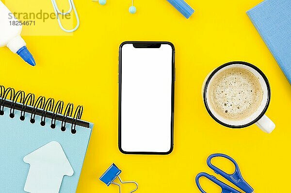 Draufsicht Smartphone Vorlage Arbeitsbereich 1. Auflösung und hohe Qualität schönes Foto