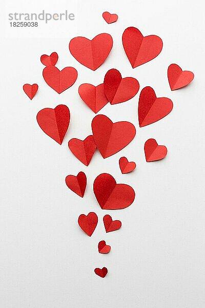 Flachlegung Papier Herzformen Valentinstag