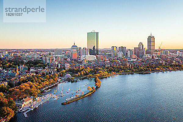 Boston  MA – Charles River Luftaufnahmen Innenstadt
