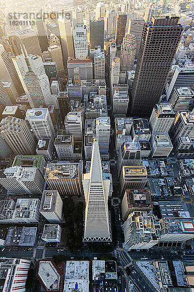 Transamerica Downtown San Francisco Skyline Sunrise Wide Luftbild