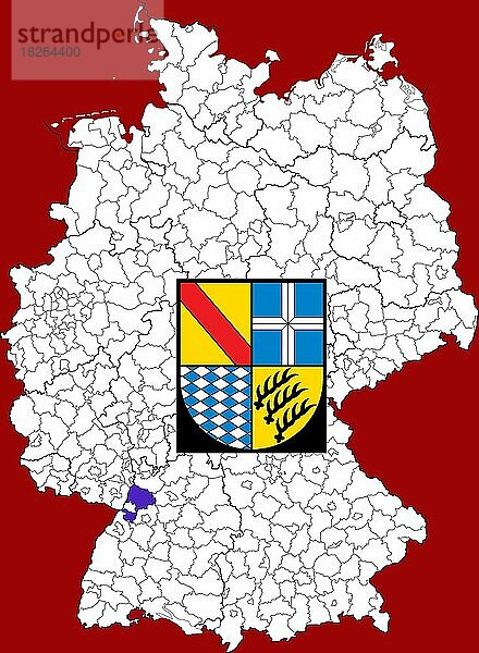 Landkreis Karlsruhe in Baden-Württemberg  Lage des Landkreis innerhalb von Deutschland  Wappen  mit Landkreiswappen (nur redaktionelle Verwendung) (amtliches Hoheitszeichen) (werbliche Nutzung gesetzlich beschränkt)