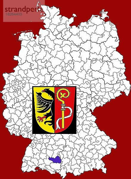 Landkreis Biberach in Baden-Württemberg  Lage des Landkreis innerhalb von Deutschland  Wappen  mit Landkreiswappen (nur redaktionelle Verwendung) (amtliches Hoheitszeichen) (werbliche Nutzung gesetzlich beschränkt)